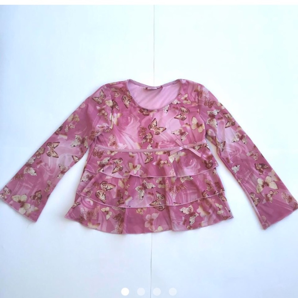 Y2k Babydoll bButterfly Tiered Coquette top